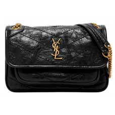 Брендовая женская сумка Saint Laurent Niki Baby Shoulder Bag Black/Gold - Y627 - 3284-gi