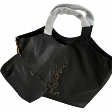 Брендовая женская сумка Saint Laurent Icare Maxi Lather Tote Bag Black - TRENDY TOTES - Y688