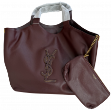 Брендовая женская сумка Saint Laurent Icare Maxi Lather Tote Bag Bordo - TRENDY TOTES - Y689