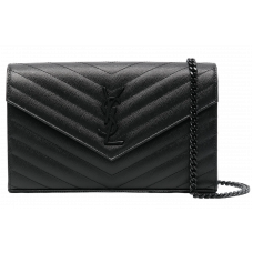 Брендовая женская сумка Saint Laurent Cassandre Envelope Chain Wallet Total Black - YSL170