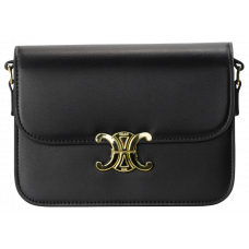 Брендовая женская сумка Celine Triomphe Black/Gold | Cтильная и компактная, из натуральной кожи, Premium качество #art0157