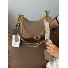 Женская сумка Prada Re-Edition 2005 Beige | Cтильная и компактная Shoulder Bag из натуральной кожи, Premium качество (art0163)