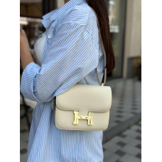 Брендовая женская сумка Hermes Constance Milk | Cтильная, компактная, из натуральной кожи, Premium качество #art0215