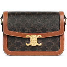 Брендовая женская сумка Celine Classique Triomphe Teen Crossbody Bag in Triomphe Canvas and Calfskin - #art0262 Брендовая женская сумка Celine Classique Triomphe Teen Crossbody Bag in Triomphe Canvas and Calfskin - #art0262