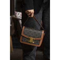 Брендовая женская сумка Celine Triomphe | Cтильная Crossbody Bag из натуральной кожи и текстиля, Premium качество(art0262)