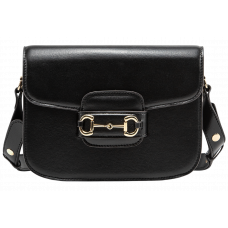 Брендовая женская сумка Gucci Horsebit 1955 Medium Shoulder Bag in Black Leather - #art0265 - A0045