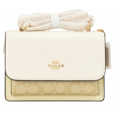 Брендовая женская сумка Coach Mini Klare Crossbody Bag in Signature Canvas Light Khaki/Chalk/Snake - #art0301