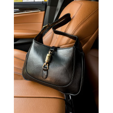 Женская сумка Gucci Jackie 1961 Black | Cтильная и компактная handbag из натуральной кожи, Premium качество (art0305)