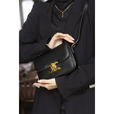 Брендовая женская сумка Celine Triomphe Black | Cтильная и компактная Crossbody Bag из натуральной кожи, Premium качество (art0322)