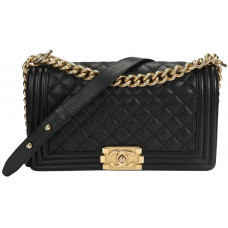 Брендовая женская сумка Chanel Medium Boy Bag in Black Caviar Leather/Gold - #art0331 Брендовая женская сумка Chanel Medium Boy Bag in Black Caviar Leather/Gold - #art0331