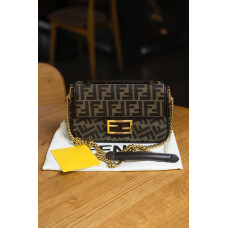 Брендовая женская сумка Fendi Baguette Canvas | Cтильная и компактная, из натуральной кожи | Premium качество #art0336