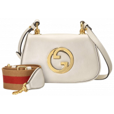 Брендовая женская сумка Gucci Blondie Small Shoulder Bag in White Leather - #art0342