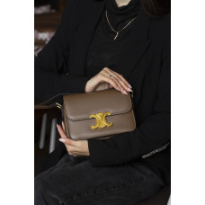 Брендовая женская сумка Celine Triomphe Brown | Cтильная и компактная Crossbody Bag из натуральной кожи, Premium качество (art0344)