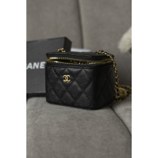 Женская сумка Chanel Vanity Case Black Caviar art0373 | Миниатюрная классика с характером, Premium качество