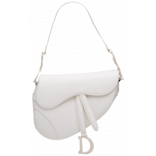 Брендовая женская сумка Dior Saddle Bag with Strap in White Ultra Matte Calfskin - #art0375