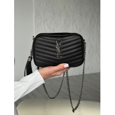 Брендовая женская сумка YSL Mini Lou Camera Bag Black | Cтильная и компактная, из натуральной кожи | Premium качество #art0377