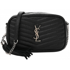 Брендовая женская сумка Saint Laurent Mini Lou Camera Bag in Grain de Poudre Black Leather - #art0377