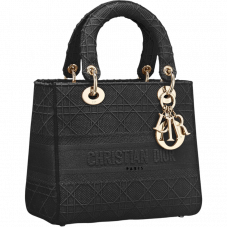 Брендовая женская сумка Dior Medium Lady D-Lite Bag in Black Cannage Embroidery Canvas - #art0378 - art0378