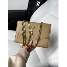 Брендовая женская сумка YSL Uptown Beige | Стильная cevrf клатч-конверт из натуральной кожи | Premium качество #art0385