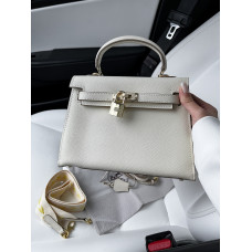 Hermes Kelly 22 White | Cтильная и компактная Crossbody Bag из натуральной кожи, Premium качество #art0386