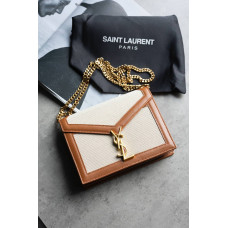 Брендовая женская сумка YSL Cassandra Canvas&Leather | Стильная кроссбоди из натуральной кожи | Premium качество #art0398