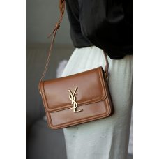 Брендовая женская сумка YSL Solferino Brown | Стильная кроссбоди из натуральной кожи | Premium качество #art0399
