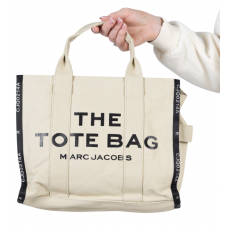 Брендовая женская сумка Marc Jacobs The Tote Bag Beige | Культовая текстильная сумка на каждый день (art0401)