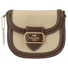Брендовая женская сумка Coach Morgan Saddle Bag | Стильная и компактная, из текстиля и кожи | Premium качество #art0414