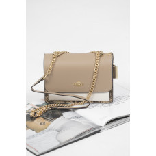 Брендовая женская сумка Coach Klare Beige/White | Cтильная и компактная Crossbody из натуральной кожи, Premium качество #art0446