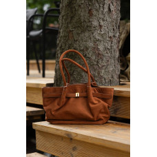 Брендовая женская сумка JW PEI Hana Brown | Cтильная и вместильная Tote Bag из экозамши #art0454
