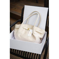 Брендовая женская сумка JW PEI Hana White | Cтильная и вместильная Tote Bag из экозамши #art0455