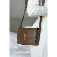 Брендовая женская сумка YSL Solferino Taupe | Стильная кроссбоди из натуральной кожи | Premium качество #art0457