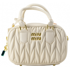 Брендовая женская сумка Miu Miu Arcadie Matelasse Nappa Leather Bag Cream - #art0459