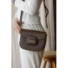 Брендовая женская сумка Gucci Horsebit 1955 Brown | Стильная классическая shoulder bag | Premium качество art0461