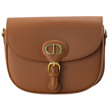 Брендовая женская сумка Dior Bobby Brown | Стильная и компактная коричневая кожаная shoulder bag через плечо #art0467