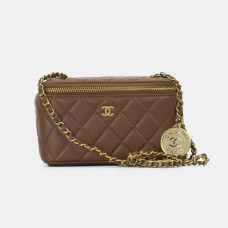 Женская сумка Chanel Chocolate Vanity Zip art0483 | Миниатюрная классика с характером, Premium качество