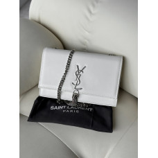 Брендовая женская сумка YSL Kate Medium White | Cтильная и компактная, из натуральной кожи | Premium качество #art0505