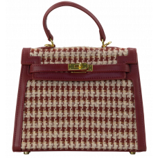 Брендовая женская сумка Hermes Kelly 25 Bag Rojo Tweed - #art0520 Брендовая женская сумка Hermes Kelly 25 Bag Rojo Tweed - #art0520