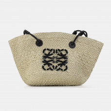 Брендовая женская соломенная плетеная сумка Loewe Anagram Basket Bag Medium art0524
