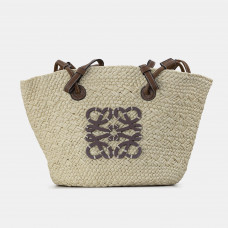Брендовая женская соломенная плетеная сумка Loewe Anagram Basket Bag Medium art0525