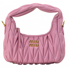 Брендовая женская сумка Miu Miu Wander Mini Alabaster Pink | Яркая и модная Hobo Bag из натуральной кожи, Premium качество art0529
