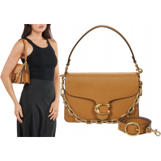 Брендовая женская сумка Coach Tabby 26 Camel Brown | Cтильная и компактная shoulder bag из натуральной кожи | Premium качество #art0541