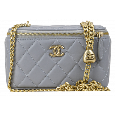 Брендовая женская сумка Chanel Mini Vanity Case with Chain in Grey - #art0567