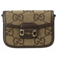 Брендовая женская сумка Gucci Horsebit 1955 Medium Shoulder Bag in Jumbo GG Fabric Brown - #art0574 - 0574 Брендовая женская сумка Gucci Horsebit 1955 Medium Shoulder Bag in Jumbo GG Fabric Brown - #art0574 - 0574