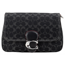 Брендовая женская сумка Coach Soft Tabby Shoulder Bag in Signature Black Denim - #art0585