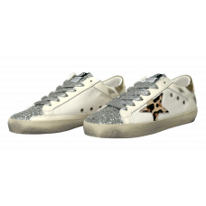 Брендовые женские кеды Golden Goose Superstar Sneakers Premium White Double/Silver Glitter 37 - neon-1444-37