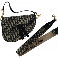 Брендовая женская сумка Dior Saddle Bag with Strap Blue Oblique Jacquard - pr0014