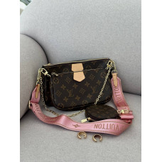 Брендовая женская сумка Louis Vuitton Multi Pochette Accessoires Brown/Rose Clair | Cтильная и элегантаная, из натуральной кожи - pr01228