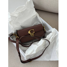 Брендовая женская сумка Coach Studio Baguette Bag Leather Chocolate | Стильная и компактная crossbody bag | Premium качество pr2189