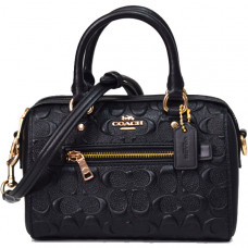 Брендовая женская сумка Coach Rowan Mini Satchel Bag in Black Signature Canvas - pr21890